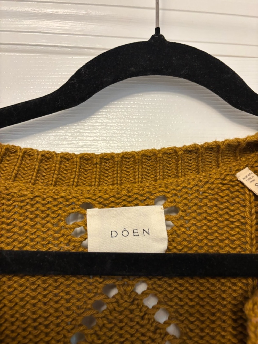 DÔEN Forget Me Not Cardigan Small Mustard Embroidered Organic Cotton - Picture 12 of 16